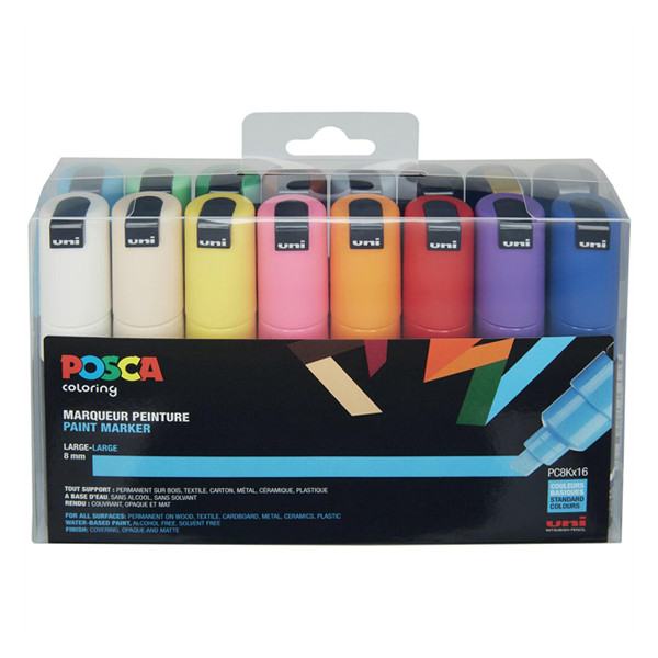 Posca Pack x16: POSCA PC-8K rotulador (8 mm cincel) PC8K/16AASS22 424233 - 1