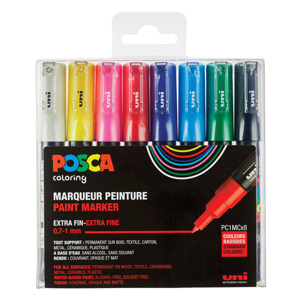 Posca Pack x8: POSCA PC-1MC rotulador (0,7 - 1 mm cónico) PC1MC/8AASS18 424067 - 1