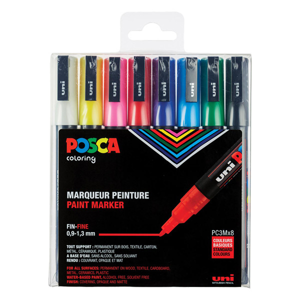 Posca Pack x8: POSCA PC-3M rotulador (0,9 - 1,3 mm redondo) PC3M/8 424109 - 1