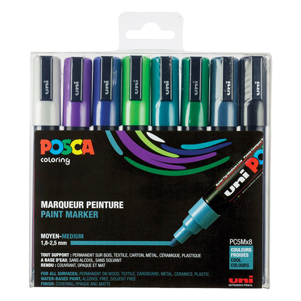 Posca Pack x8: POSCA PC-5M rotulador (1,8 - 2,5 mm redondo) PC5M/8AASS14 424169 - 1