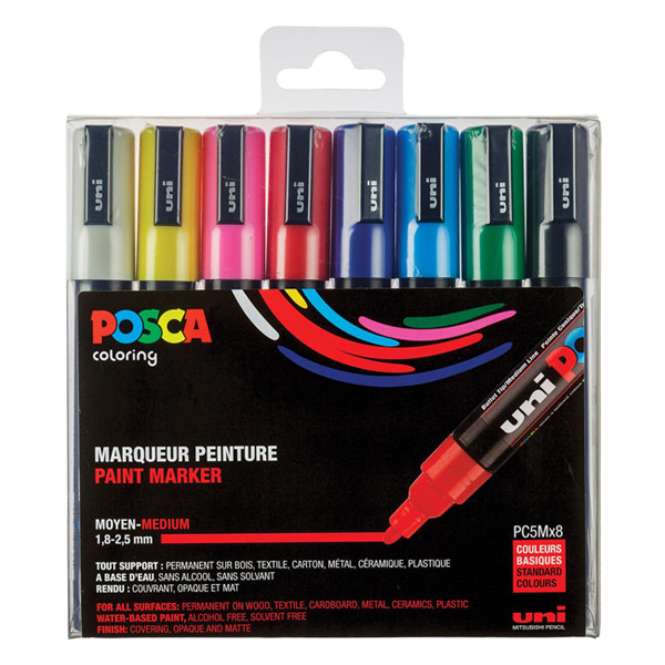 Posca Pack x8: POSCA PC-5M rotulador (1,8 - 2,5 mm redondo) PC5M/8 424168 - 1