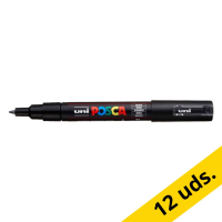 Rotulador de pintura POSCA PC-1MC negro (0,7 - 1 mm cónico) | Pack 12 uds