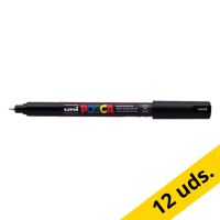 Rotulador de pintura POSCA PC-1MR negro (redondo 0,7 mm) | Pack 12 uds