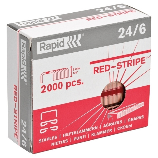 Rapid 24/6 grapas fuertes con rayas rojas (2000 unidades)