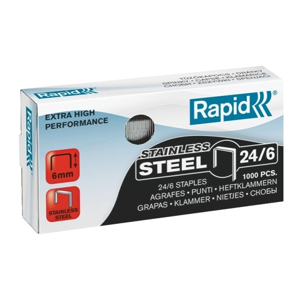 Grapas Rapid 24/6 SuperStrong acero inoxidable (1000 unidades)