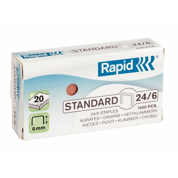 Rapid 24855700 Grapas Standard - 1000 unidades, 24/6 mm