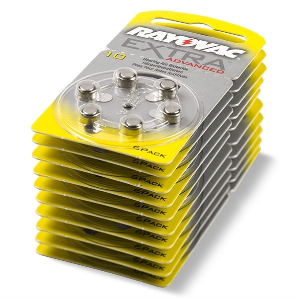 Rayovac extra advanced 10 pilas para audífonos amarillas 60 unidades  204804 - 1