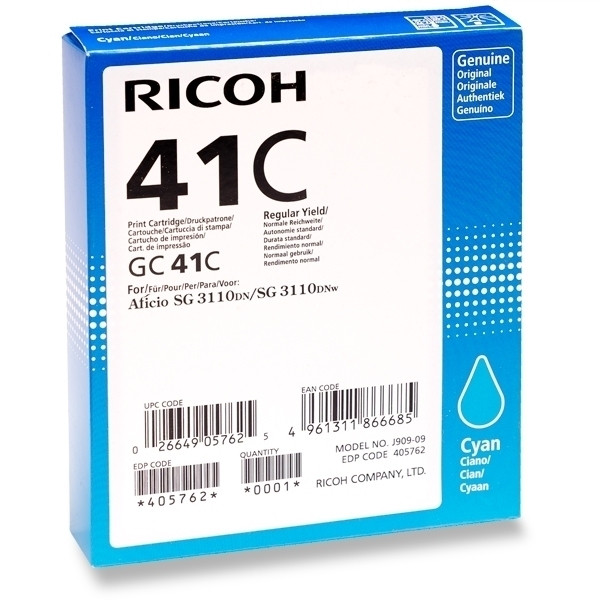 Ricoh GC-41C cartucho de gel cian XL (original) – imagen 2