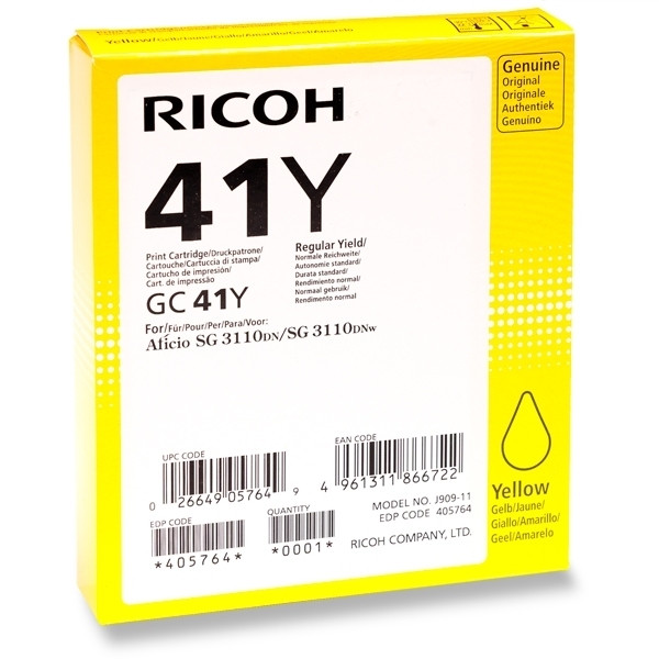 Ricoh GC-41Y cartucho de gel amarillo XL (original) 405764 073796 - 1