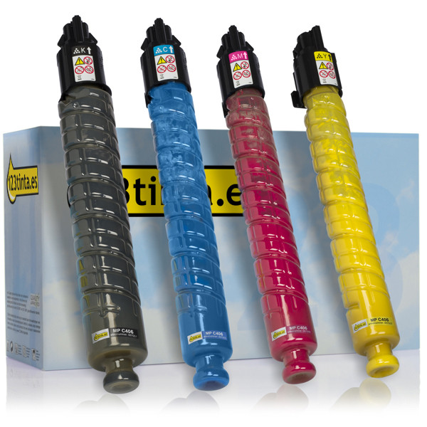 Ricoh type MP C406 toners (marca 123tinta) | Pack negro + 3 colores 125339 - 1
