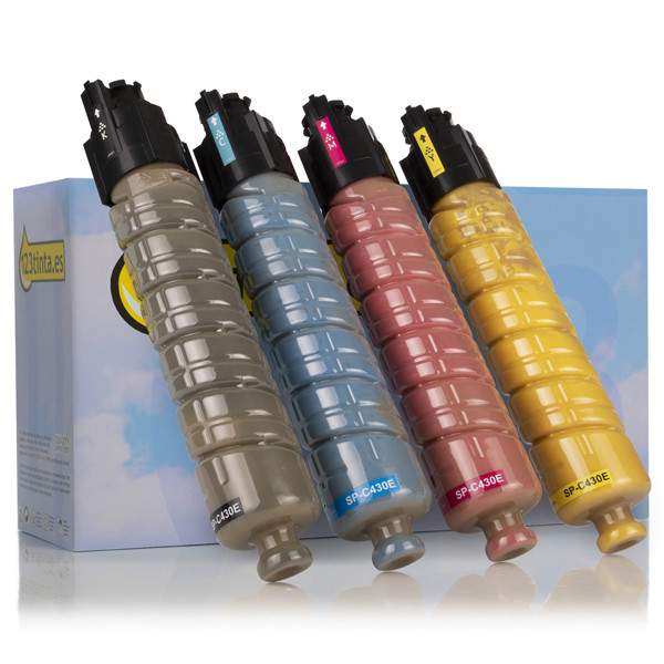 Ricoh type SP-C430E toners (marca 123tinta) | Pack negro + 3 colores 125346 - 1
