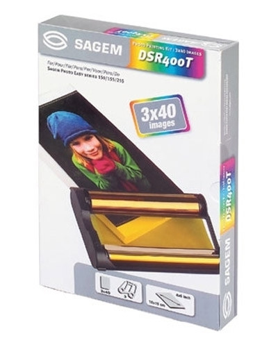 Sagem 3 cartuchos de tinta Sagem DSR 400T de color + 120 hojas de papel fotográfico tamaño 10x15 cm (original) DSR-400T 031915 - 1