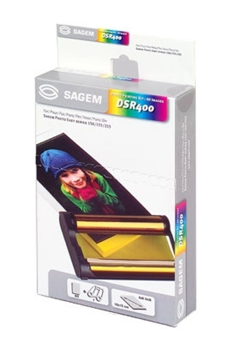 Sagem Cartucho de tinta Sagem DSR 400 de color + 40 hojas de papel fotográfico tamaño 10x15 cm (original) DSR-400 031910 - 1