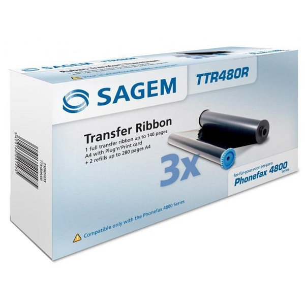 Sagem TTR 480R Pack cinta transferencia térmica 3 unidades (original) TTR480R 031928 - 1