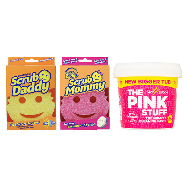 Scrub Daddy Pack Scrub Mommy esponja rosa & Scrub Daddy Original esponja + The Pink Stuff Paste (850 gramos)  SPI00043 - 1