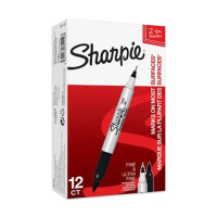 Sharpie rotuladores permanentes de doble punta, color negro (12 unidades) 424491