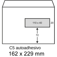 Sobre blanco Exclusive 162 x 229 mm - Ventana C5 derecha autoadhesiva (100 unidades) 209180