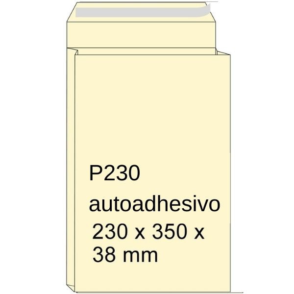 Sobre de muestras con fuelle crema | 230 x 350 x 38 mm | P230 | adhesivo | 125 unidades 209094 - 1