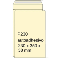 Sobre de muestras con fuelle crema | 230 x 350 x 38 mm | P230 | adhesivo | 125 unidades 209094