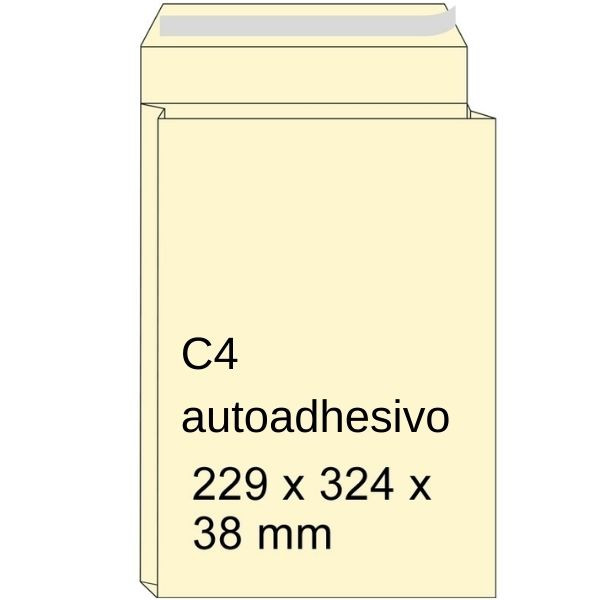 Sobre de muestras con fuelle crema | 324 x 38 mm | C4 | adhesivo | 10 unidades