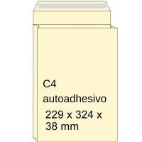 Sobre de muestras con fuelle crema | 324 x 38 mm | C4 | adhesivo | 10 unidades 209090