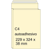 Sobre de muestras con fuelle crema | 324 x 38 mm | C4 | adhesivo | 125 unidades 209092 - 1
