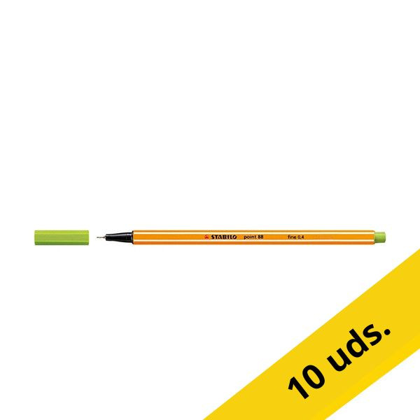 Pack 10x Stabilo Point 88 Rotulador de punta fina verde manzana 200220 - 1