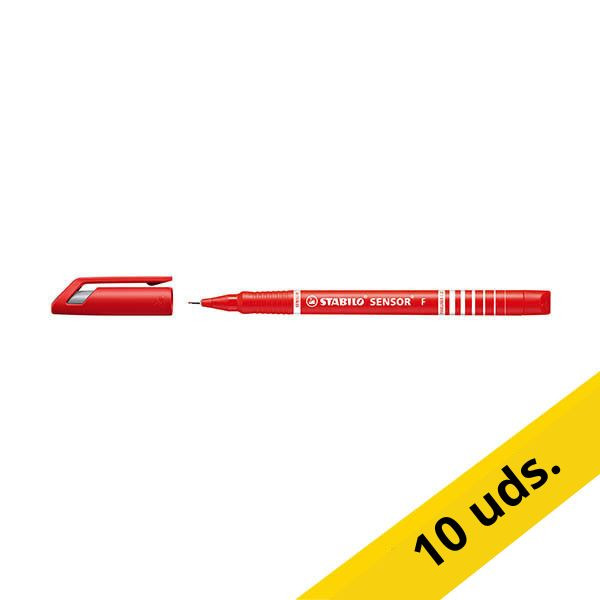 Pack 10x Stabilo SENSOR Rotulador de punta fina rojo 206119 - 1