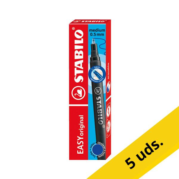 Pack 5x Stabilo Easy Original Recambio para bolígrafo de punta mediana azul 3 unidades 200121 - 1