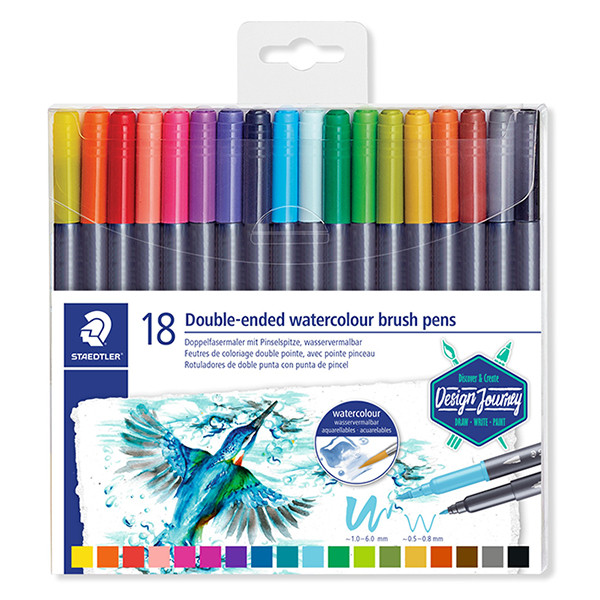 Staedtler 3001 Rotuladores con punta de pincel doble (18 unidades)