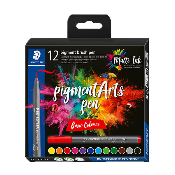 Staedtler Pigment Arts Rotuladores de pincel de colores básicos (12 unidades)