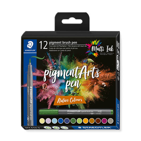 Staedtler Pigment Arts Rotuladores de pincel de colores naturales (12 unidades) 209666 - 1