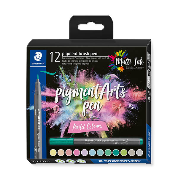 Staedtler Pigment Arts Rotuladores de pincel de colores pastel (12 unidades)