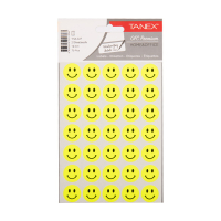 Tanex - Pegatinas de cara sonriente pequeñas de color amarillo neón (2 x 35 unidades) 404133