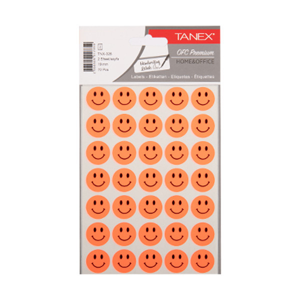 Tanex - Pegatinas de cara sonriente pequeñas en rojo neón (2 x 35 unidades)