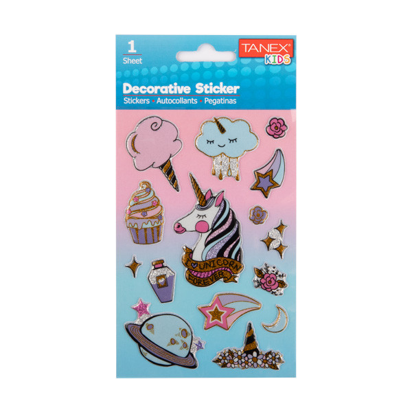 Tanex Puffy & Decoration - Pegatinas Unicorn (1 hoja) TNX-25016 404120 - 1