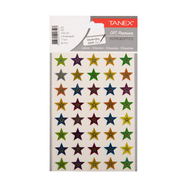 Tanex Stars - Pegatinas holográficas  surtidas (2 x 40 unidades)