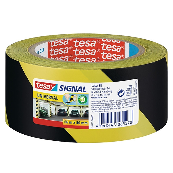 Tesa Cinta de señalización amarilla/negra 50 mm x 66 m 202256 - 1