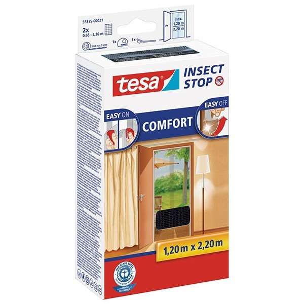 Tesa Insect Stop Comfort Mosquitera para puerta 2 unidades (65 x 220 cm, negra)