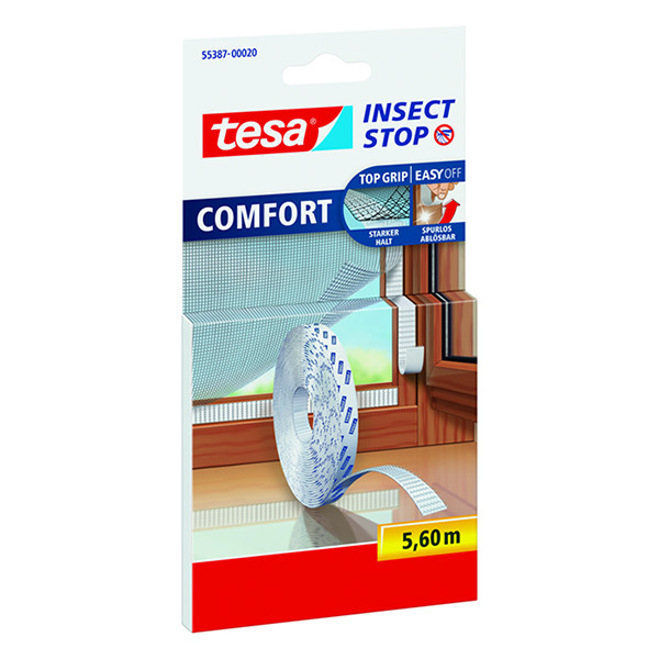 Tesa Insect Stop Comfort recambio de rollo de mosquitera con velcro, 9 mm x 560 cm