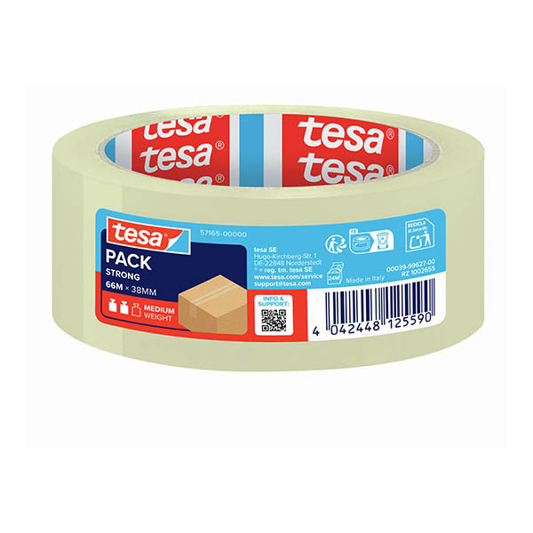 Tesa Pack Strong Cinta de embalaje transparente 38 mm x 66 m - 1 rollo