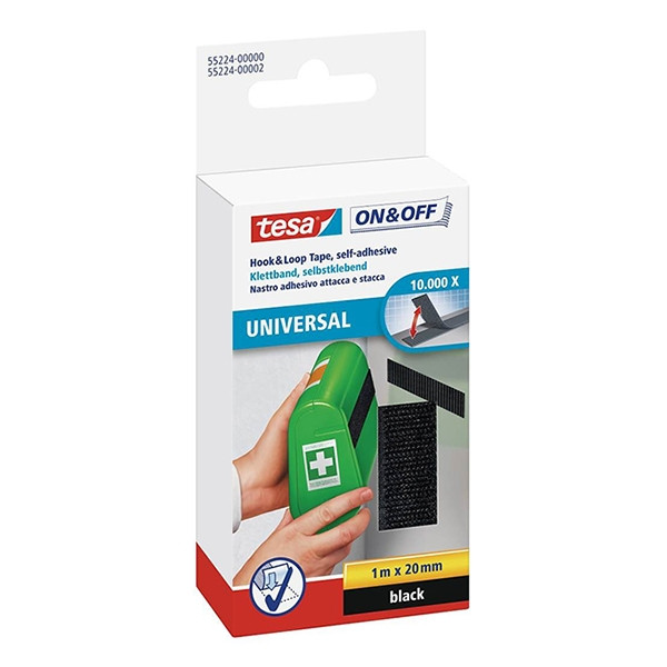 Tesa cinta adhesiva de velcro negra autoadhesiva de 20 mm x 100 cm 202345 - 1