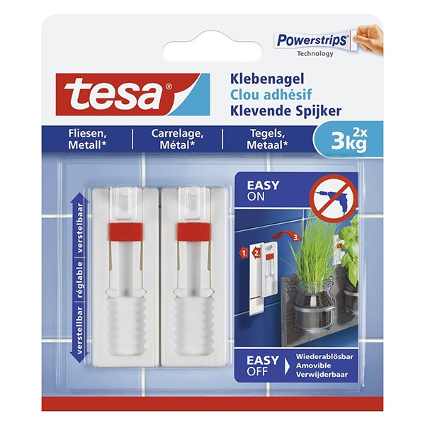 Tesa clavo adhesivo ajustable para azulejos y metal 3 kg (2 unidades) 202298 - 1
