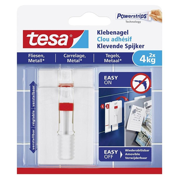 Tesa clavo adhesivo ajustable para azulejos y metal 4 kg (2 unidades) 202299 - 1