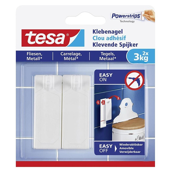 Tesa clavo adhesivo para azulejos y metal 3 kg (2 unidades) 202296 - 1