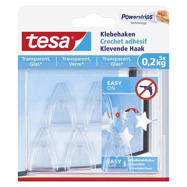 Tesa gancho autoadhesivo transparente 0,2 kg (5 unidades)