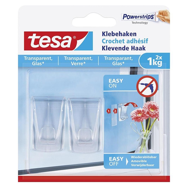 Tesa gancho autoadhesivo transparente 1 kg (2 unidades)