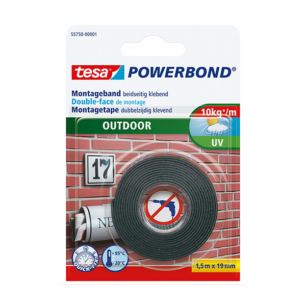 Tesa powerbond cnta adhesiva de doble cara para exteriores de 19 mm x 1,5 m 55750-00001-03 203365 - 1