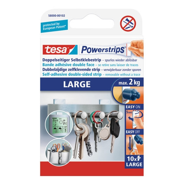 Tesa tiras adhesivas powerstrips grandes (10 unidades) 58000 58000-00102-10 202266 - 1