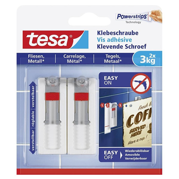 Tesa tornillo adhesivo ajustable para azulejos y metal 3 kg (2 unidades)